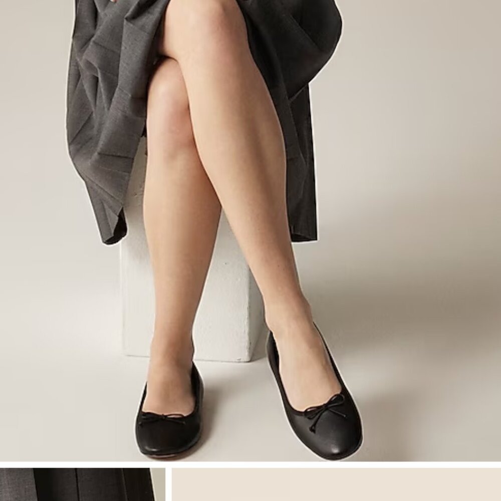 J.Crew black leather ballet flats